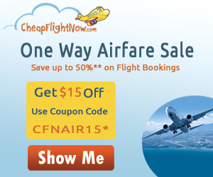 $15 off on flights with One Way Airfare Sale. Book Now!